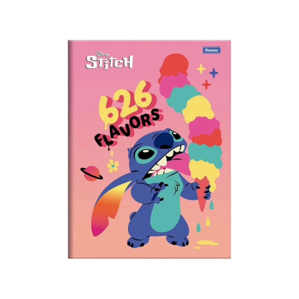 CADERNO CAPA DURA 1/4 BROCHURA 80 FLS STITCH FORONI
