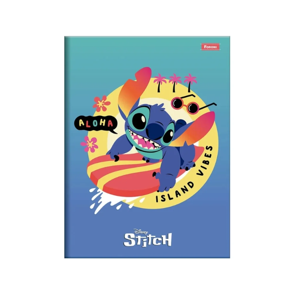 CADERNO CAPA DURA 1/4 BROCHURA 80 FLS STITCH FORONI
