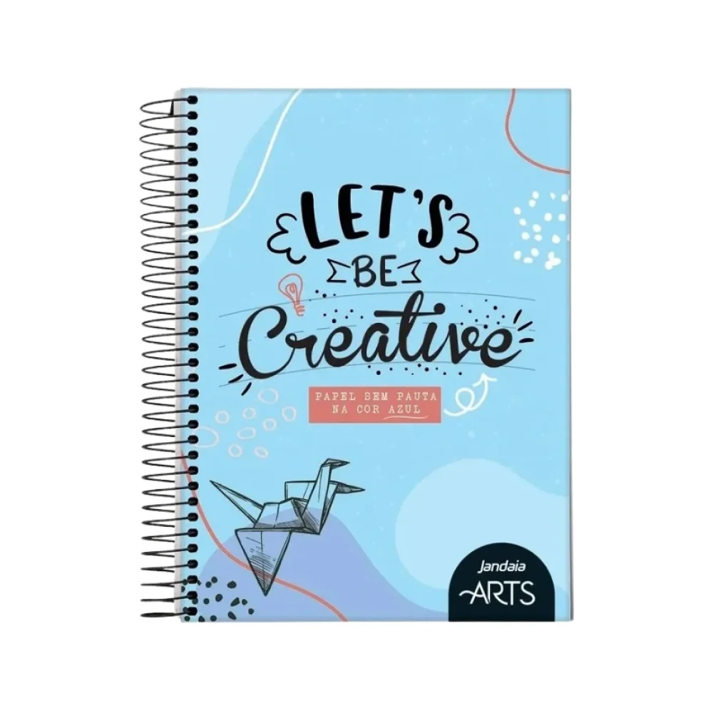 CADERNO CAPA DURA COLEGIAL ESPIRAL 1X80 FLS SEM PAUTA AZUL ARTS JANDAIA