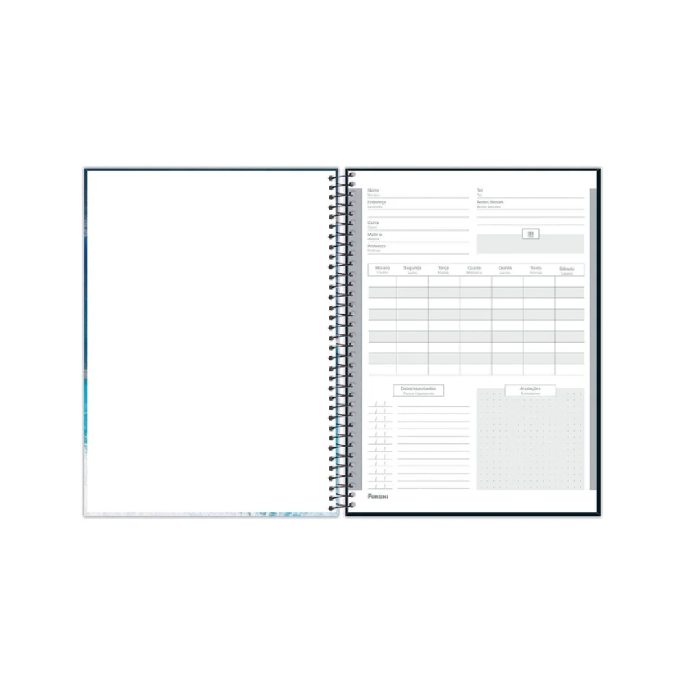 CADERNO CAPA DURA UNIVERSITÁRIO 10 X 160 FLS 4 ELEMENTOS FORONI