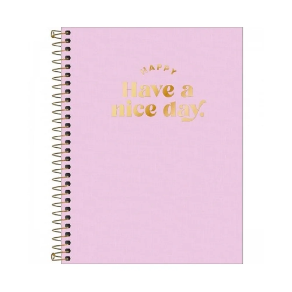 CADERNO CAPA PLASTICA COLEGIAL ESPIRAL 10X160 FLS ROSA HAPPY TILIBRA