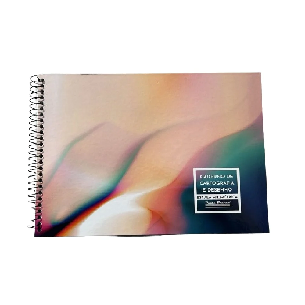 CADERNO CARTOGRAFIA E DESENHO CAPA DURA ESPIRAL 60 FLS MILIMETRADO PAUTA BRANCA