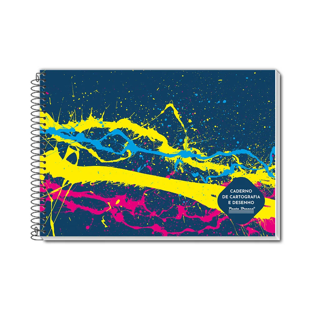 CADERNO CARTOGRAFIA E DESENHO CAPA DURA ESPIRAL 60 FLS PAUTA BRANCA