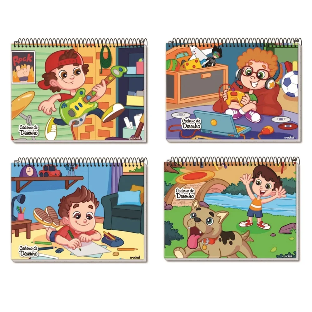 CADERNO MEIA PAUTA ESPIRAL CAPA DURA 80 FLS MASCULINO CREDEAL