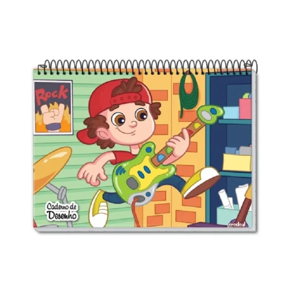 CADERNO MEIA PAUTA ESPIRAL CAPA DURA 80 FLS MASCULINO CREDEAL