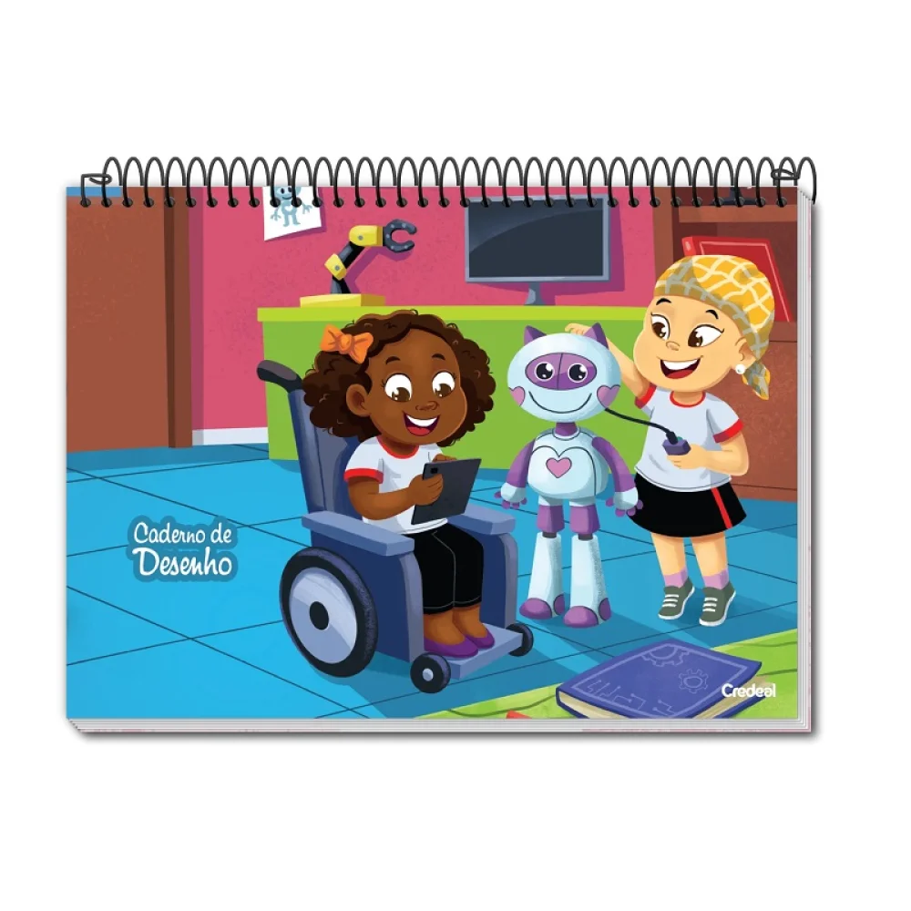 CADERNO MEIA PAUTA ESPIRAL CAPA DURA 80 FLS FEMININO CREDEAL