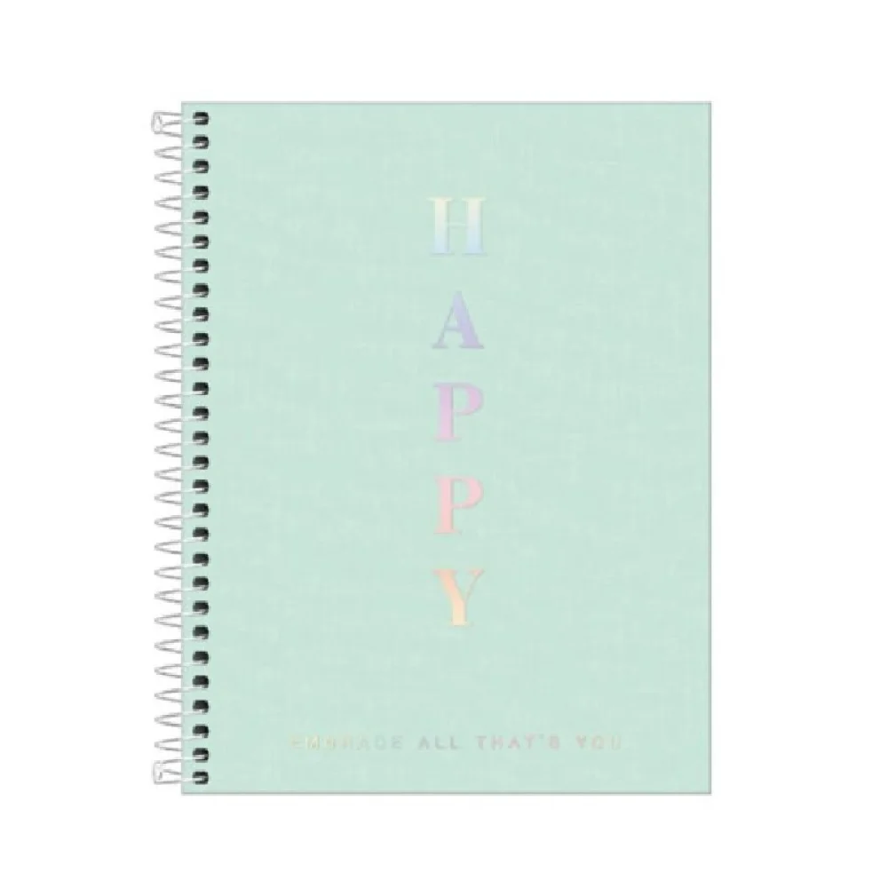 CADERNO CAPA PLASTICA COLEGIAL ESPIRAL 1X80 FLS VERDE HAPPY TILIBRA