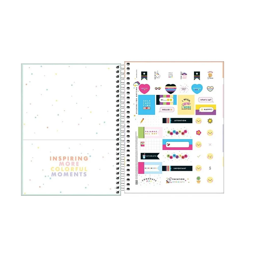 CADERNO CAPA PLASTICA COLEGIAL ESPIRAL 1X80 FLS VERDE HAPPY TILIBRA