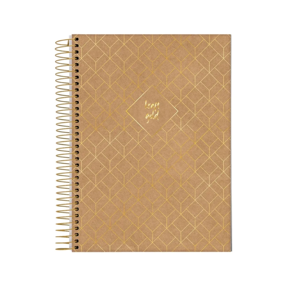 CADERNO CAPA DURA COLEGIAL 1 X 80 FLS KRAFT GOLD JANDAIA