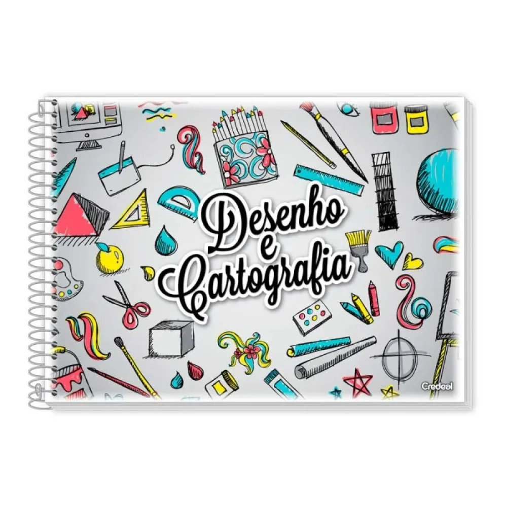 CADERNO CARTOGRAFIA E DESENHO CAPA FLEXIVEL ESPIRAL 96 FLS CREDEAL
