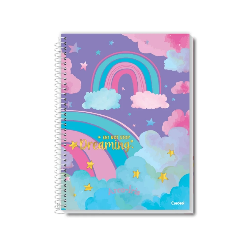 CADERNO CAPA DURA UNIVERSITÁRIO 1 X 80 FLS ARCO IRIS CREDEAL