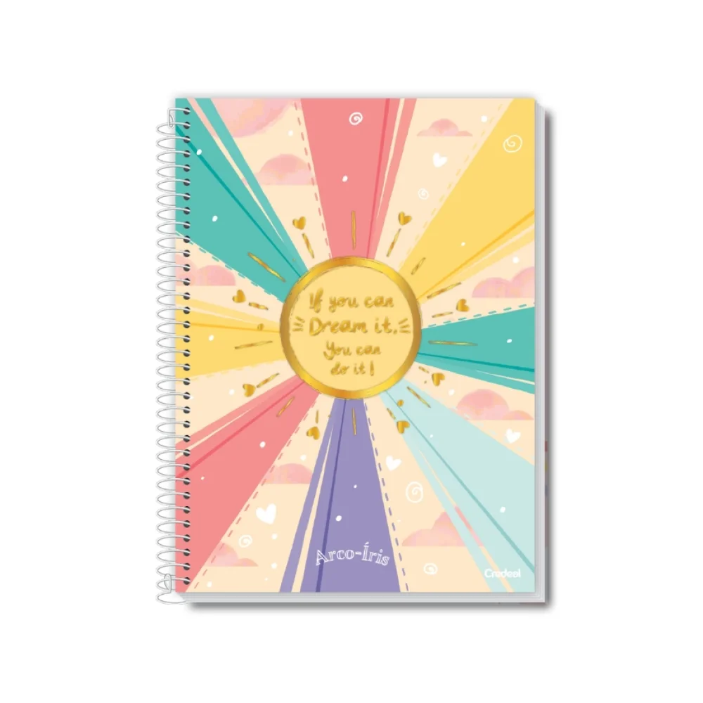 CADERNO CAPA DURA UNIVERSITÁRIO 1 X 80 FLS ARCO IRIS CREDEAL