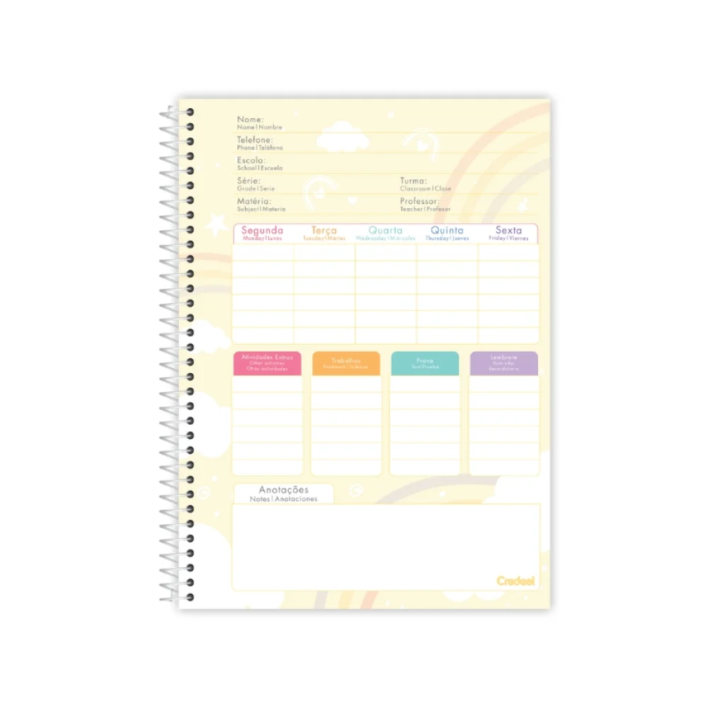 CADERNO CAPA DURA UNIVERSITÁRIO 1 X 80 FLS ARCO IRIS CREDEAL