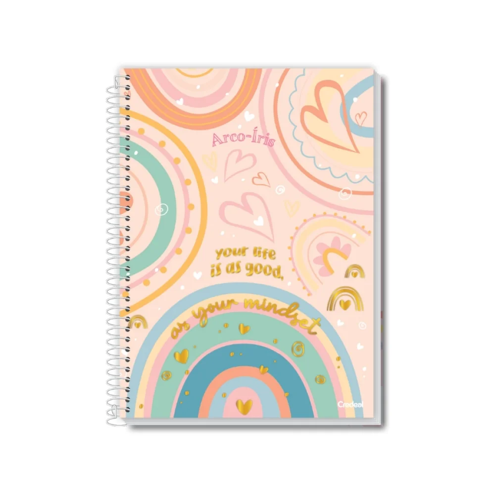 CADERNO CAPA DURA UNIVERSITÁRIO 10 X 160 FLS ARCO IRIS CREDEAL