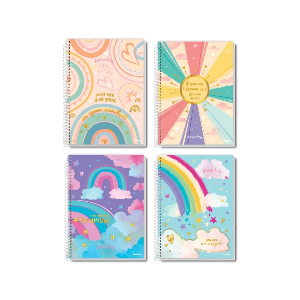 CADERNO CAPA DURA UNIVERSITÁRIO 10 X 160 FLS ARCO IRIS CREDEAL