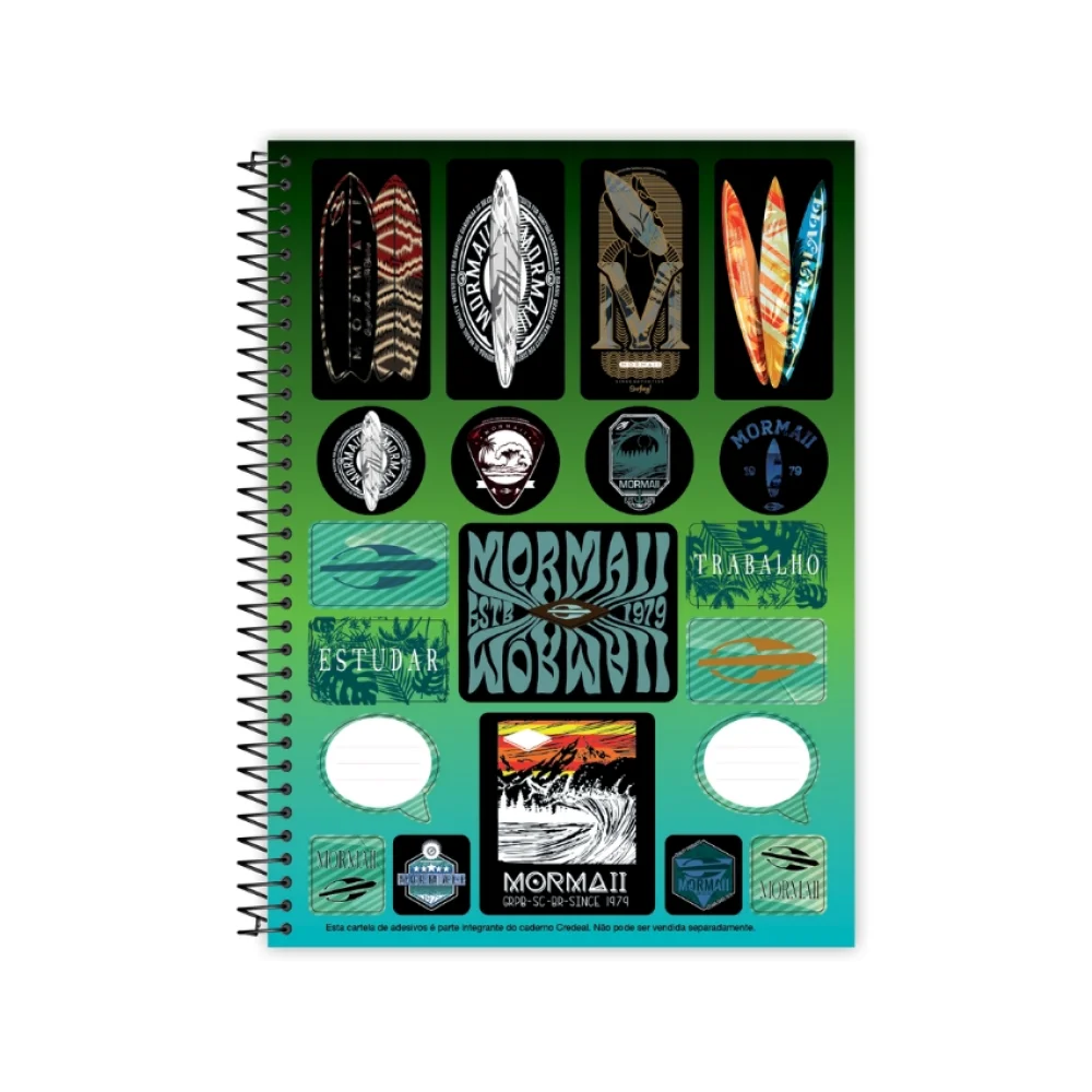 CADERNO CAPA DURA UNIVERSITÁRIO 10 X 160 FLS MORMAII SURF CREDEAL