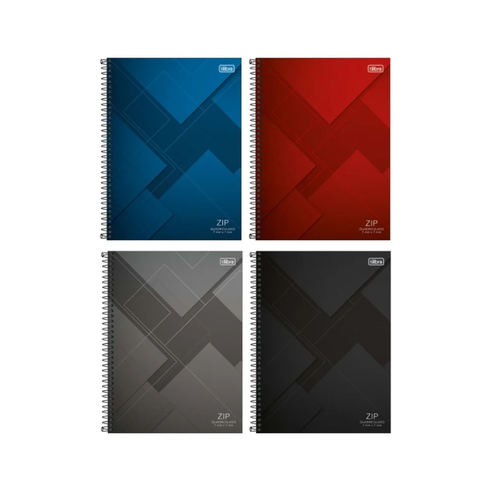 CADERNO UNIVERSITÁRIO 7 X 7 MM ESPIRAL CAPA DURA QUADRICULADO 96 FLS ZIP TILIBRA