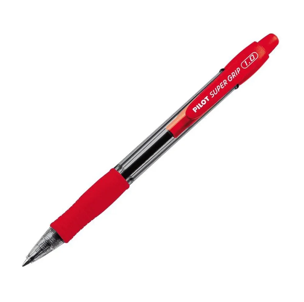 CANETA ESFEROGRÁFICA 1.0 MM VERMELHA RETRÁTIL SUPER GRIP PILOT
