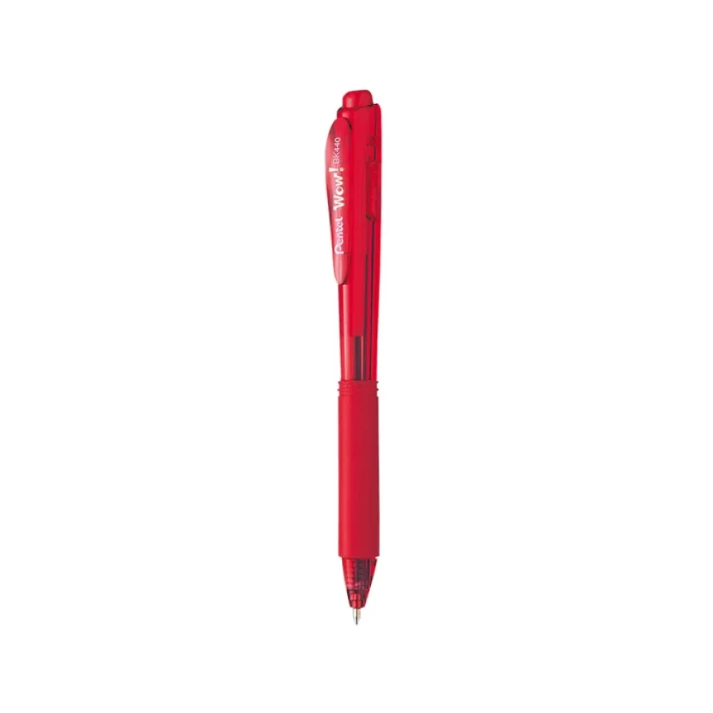 CANETA ESFEROGRÁFICA 1.0 MM VERMELHA RETRÁTIL WOW BK440-B PENTEL