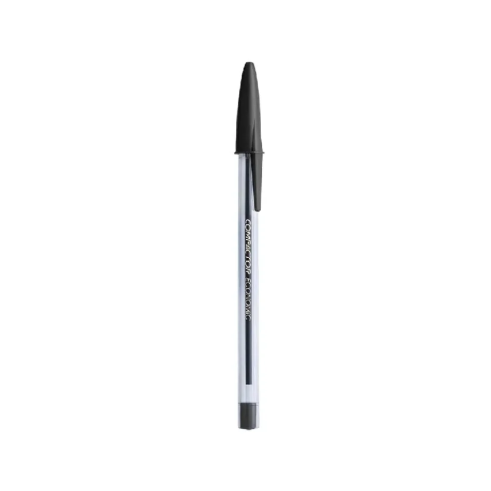 CANETA ESFEROGRÁFICA 1.0 MM ECONOMIC PRETA COMPACTOR