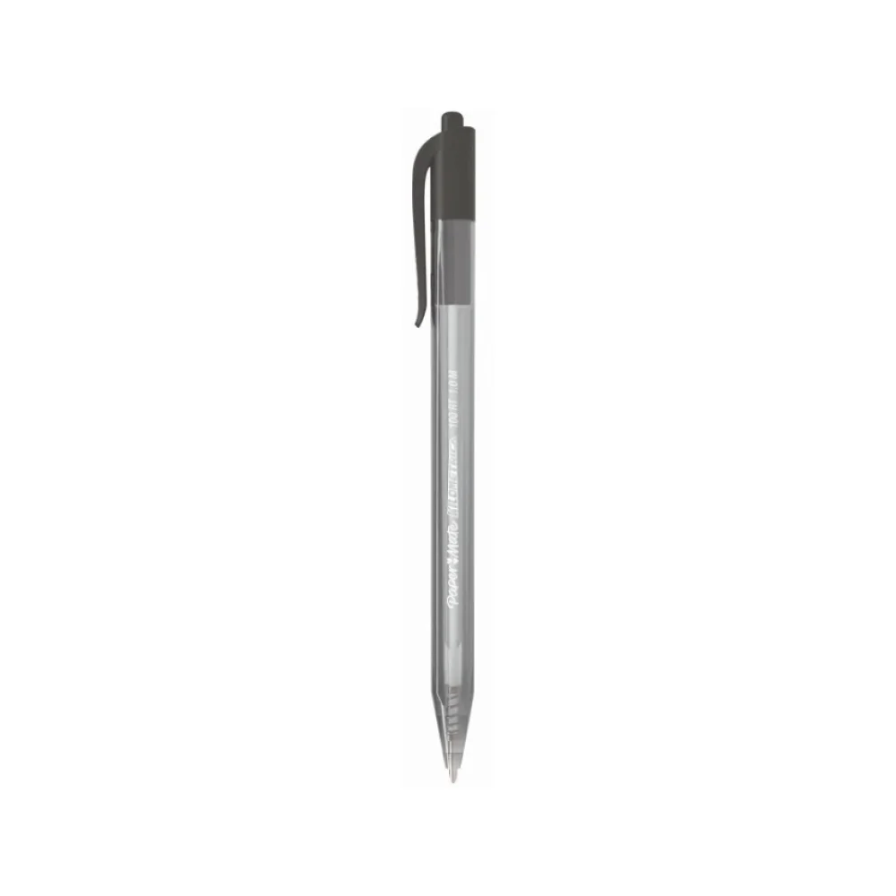 CANETA ESFEROGRÁFICA 1.0 MM PRETA RETRÁTIL 100RT PAPER MATE