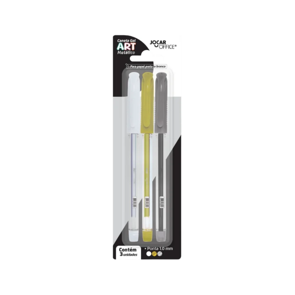 CANETA ESFEROGRÁFICA GEL 1.0 MM C/ 3 CORES BR/PR/OU 10228 JOCAR