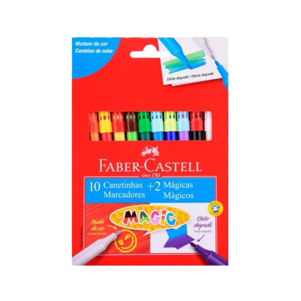 CANETA HIDROCOR C/ 10 CORES + 2 MAGICAS 150112MZF FABER CASTELL