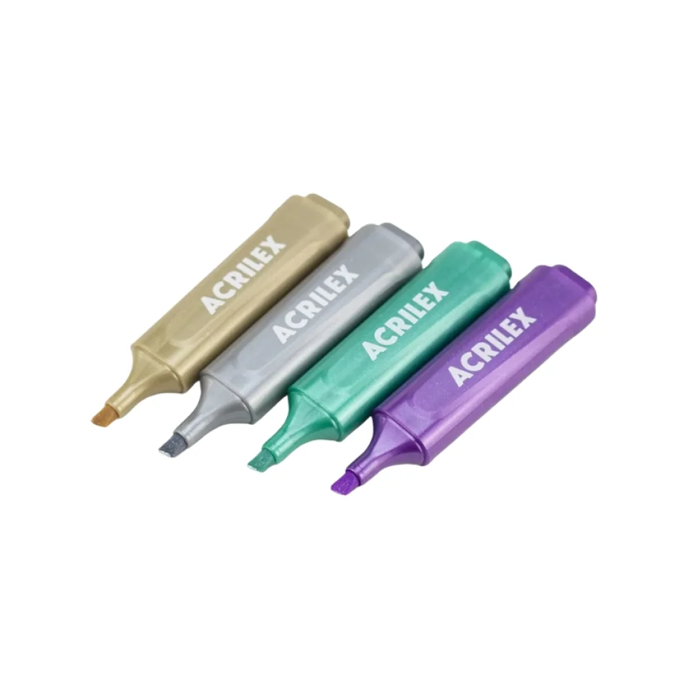 CANETA MARCA TEXTO METALLIC C/ 4 CORES 06709 ACRILEX