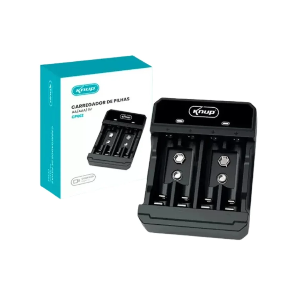 CARREGADOR DE PILHA CP602 PRETO KNUP