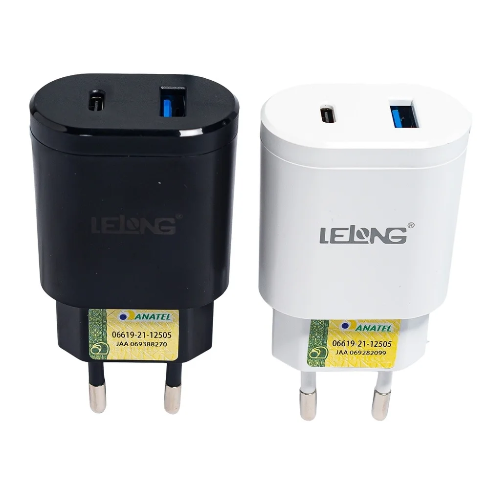 CARREGADOR P/ CELULAR TOMADA 2 PORTA USB/TIPO (C) LE-283 LELONG