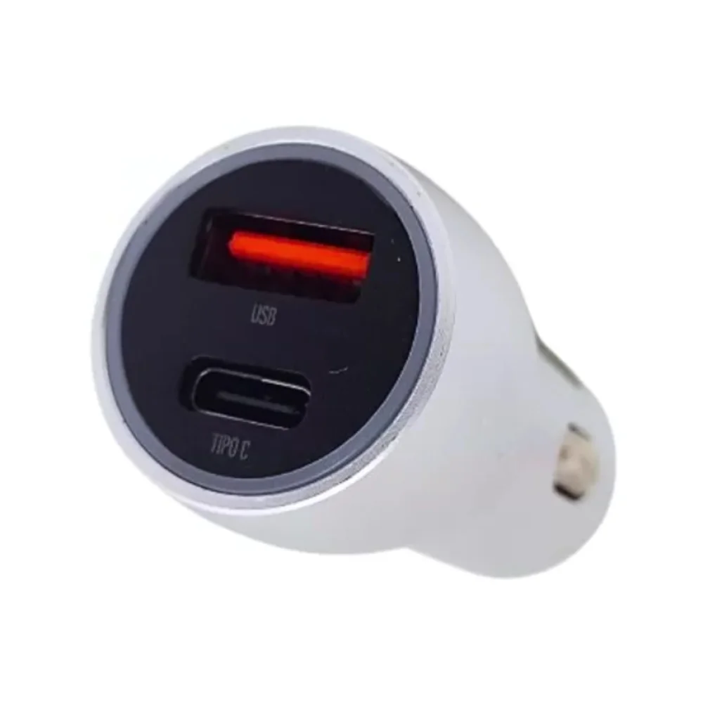 CARREGADOR P/ CELULAR VEICULAR 2 PORTAS USB/TIPO(C) LE-535 LELONG