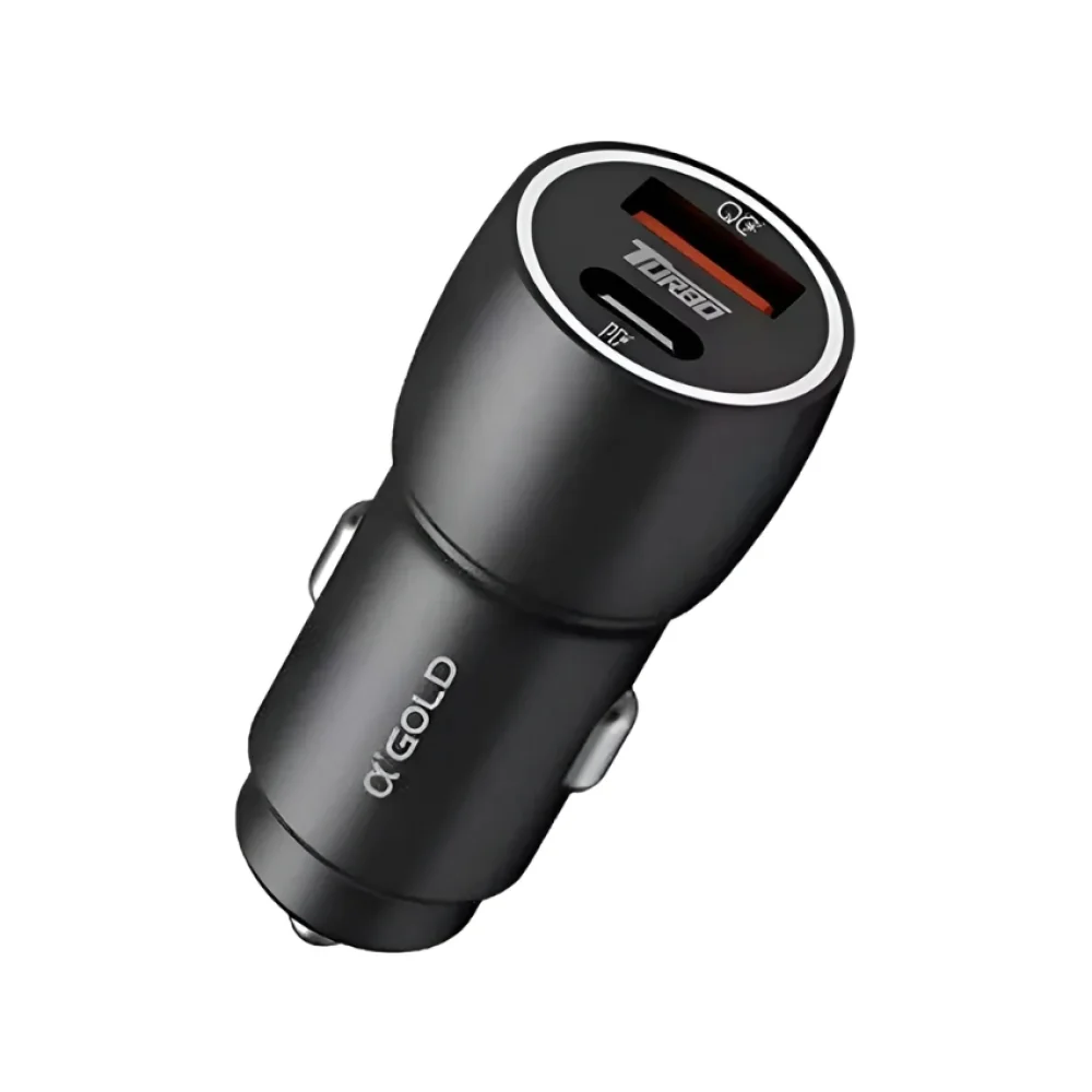 CARREGADOR VEICULAR 2 PORTAS USB/TIPO(C) 60W CJ13-4 A GOLD