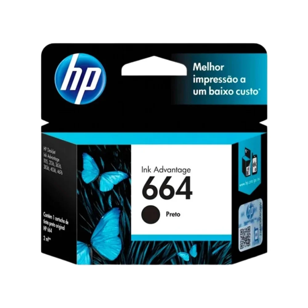 CARTUCHO HP 664 / F6V29AB / PRETO 2 ML
