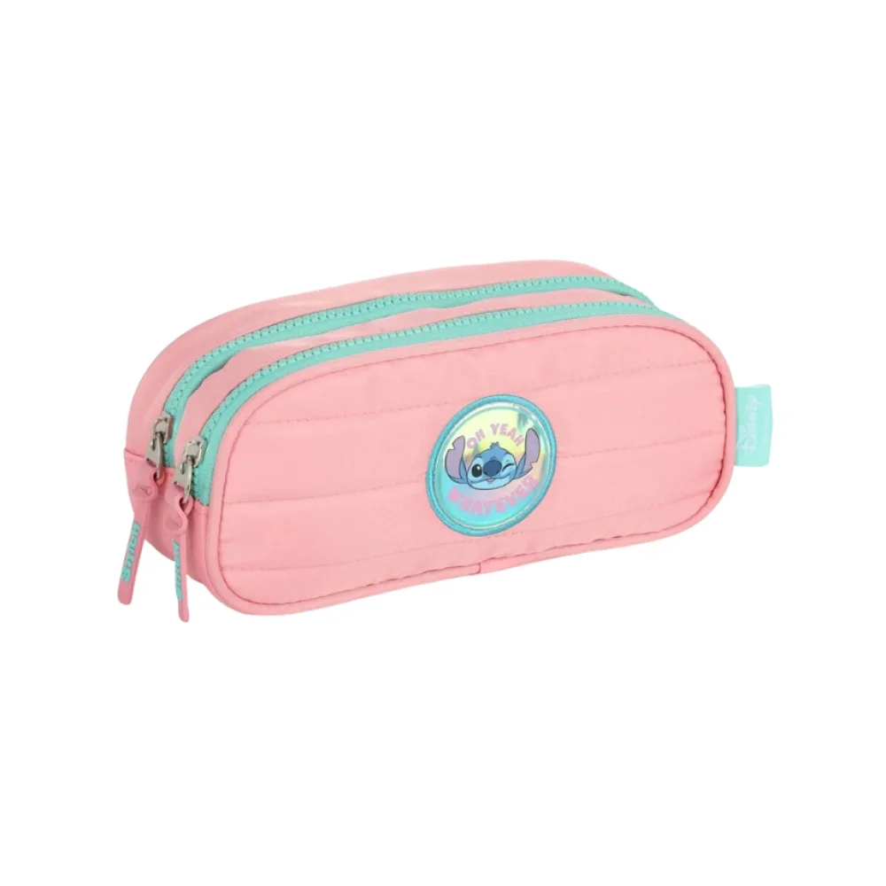 ESTOJO ESCOLAR 2 ZIPER ET47749SC STITCH SALMÃO LUXCEL