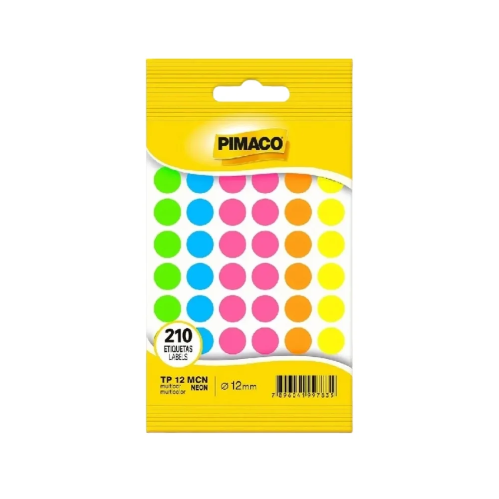ETIQUETA REDONDA TP 12 C/ 210 ETQ CORES NEON PIMACO