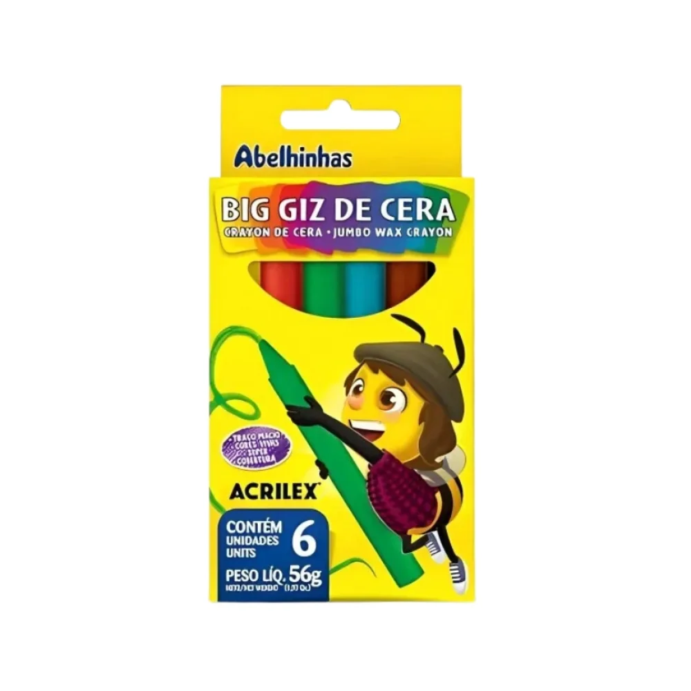 GIZ DE CERA BIG C/ 6 CORES 091060000 ACRILEX