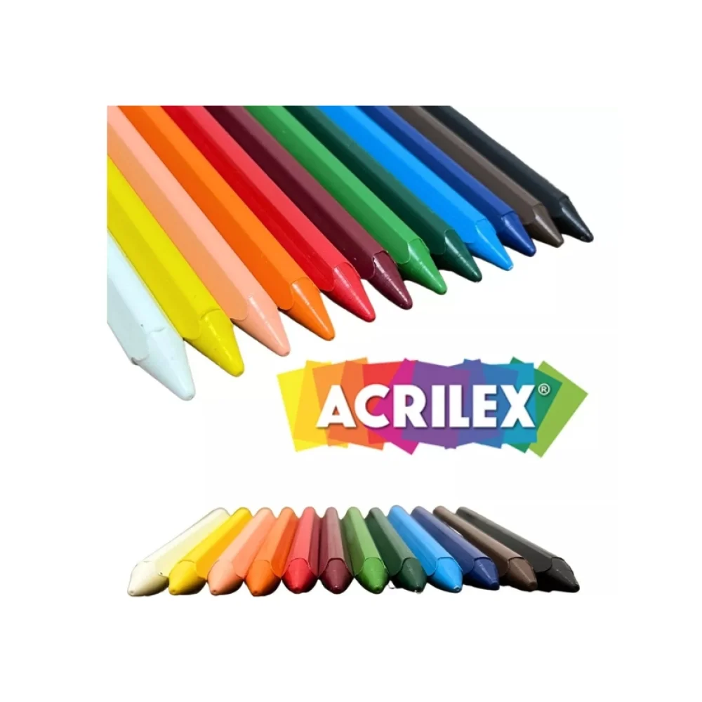 GIZ DE CERA BIG TRIANGULAR C/ 12 CORES 09312 ACRILEX