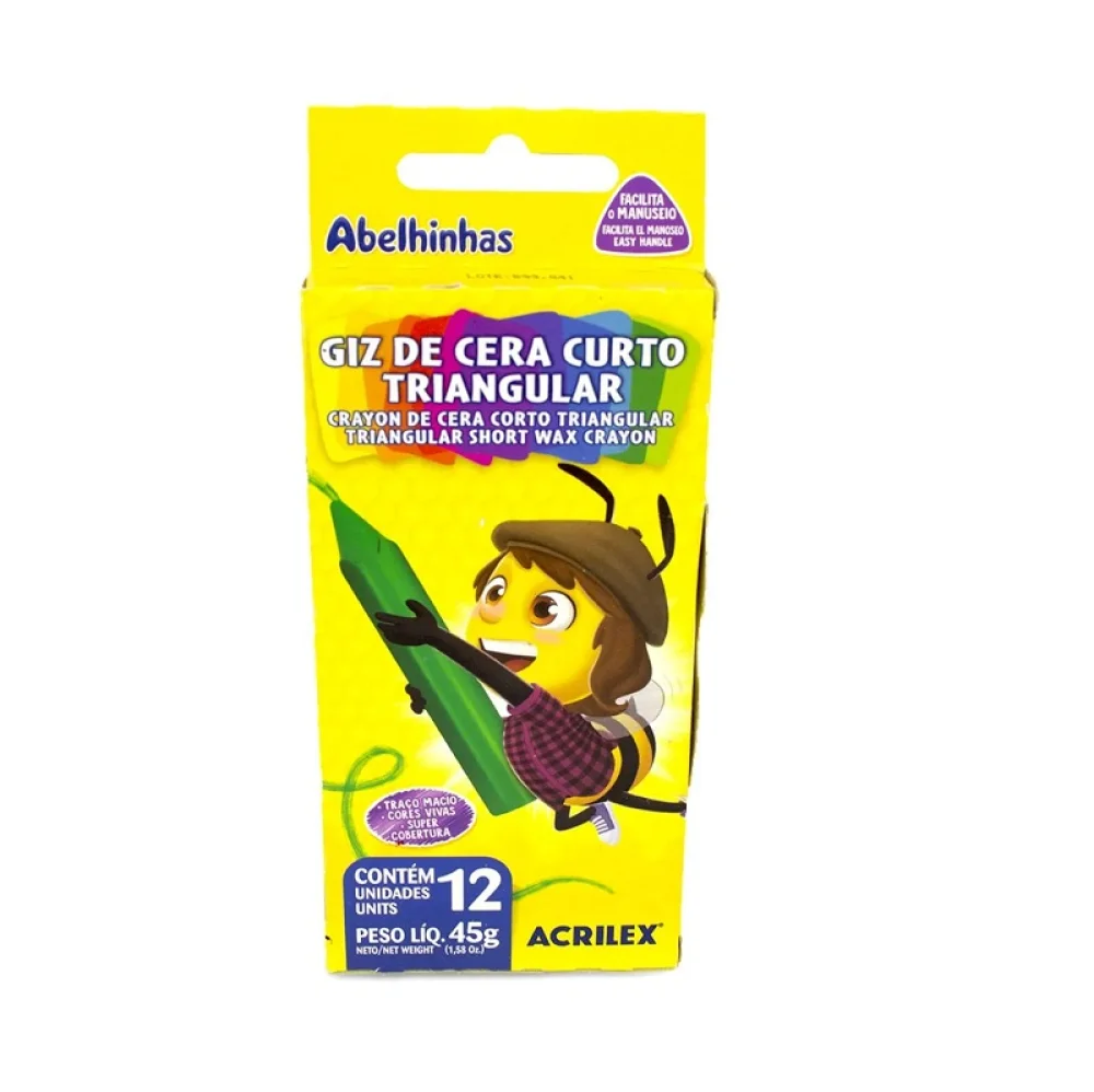GIZ DE CERA CURTON TRIANGULAR C/ 12 CORES 09412 ACRILEX