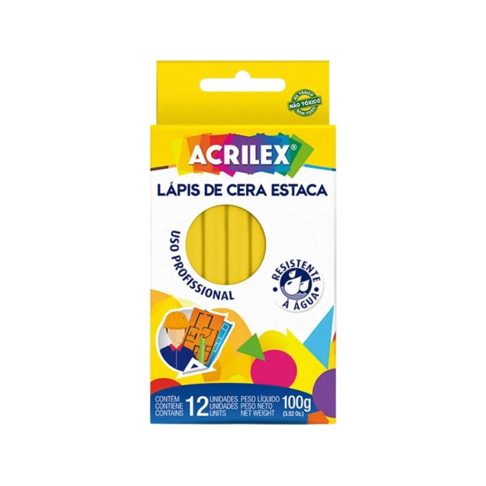 GIZ DE CERA ESTACA C/ 12 AMARELO 091100504 ACRILEX