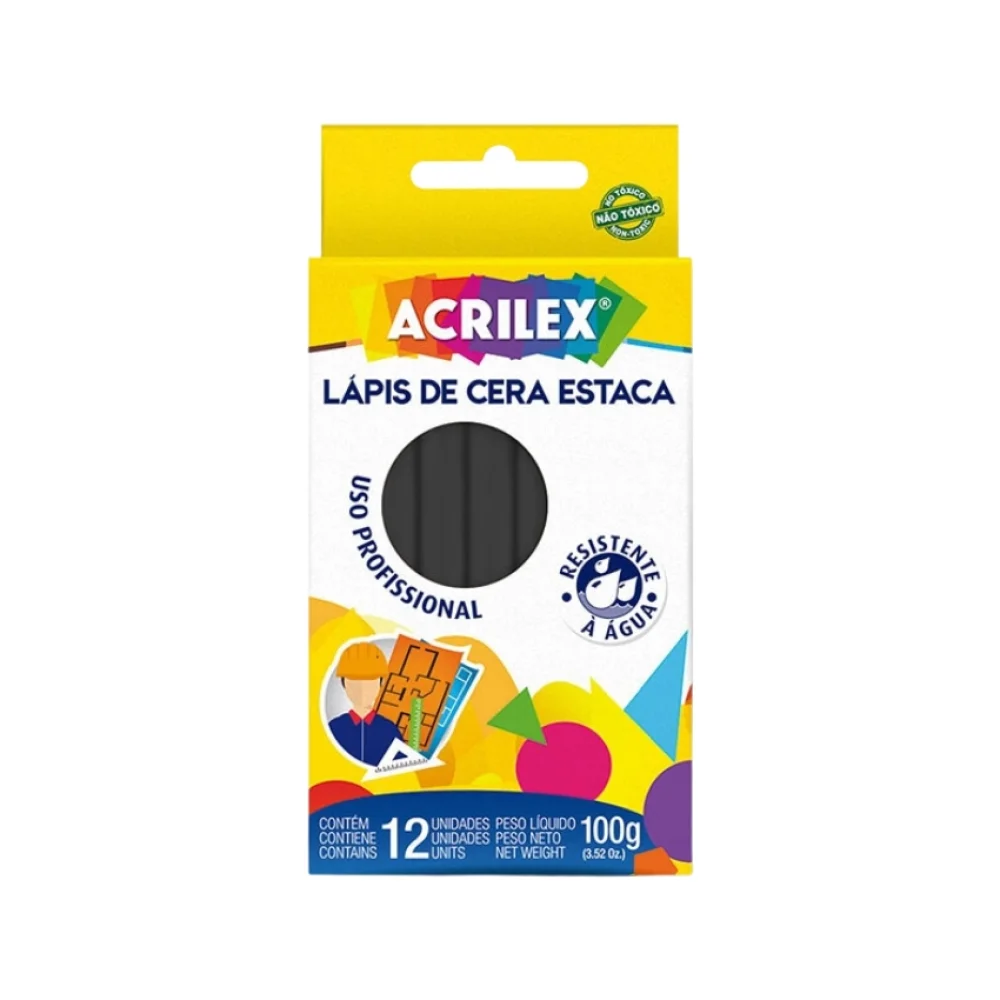 GIZ DE CERA ESTACA C/ 12 PRETO 091100520 ACRILEX
