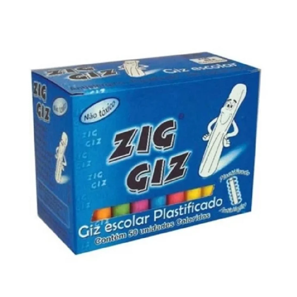 GIZ ESCOLAR COLORIDO C/ 50 UN ZIG GIZ