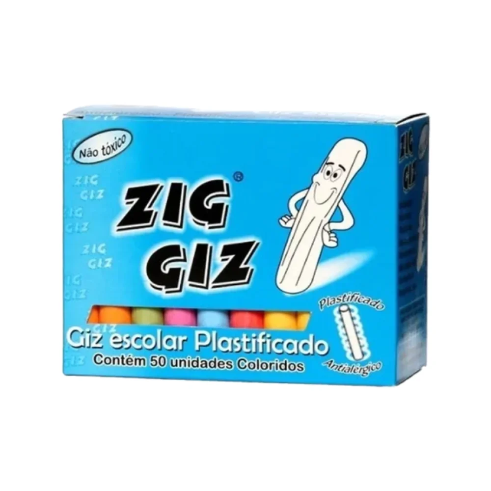 GIZ ESCOLAR COLORIDO C/ 50 UN ZIG GIZ