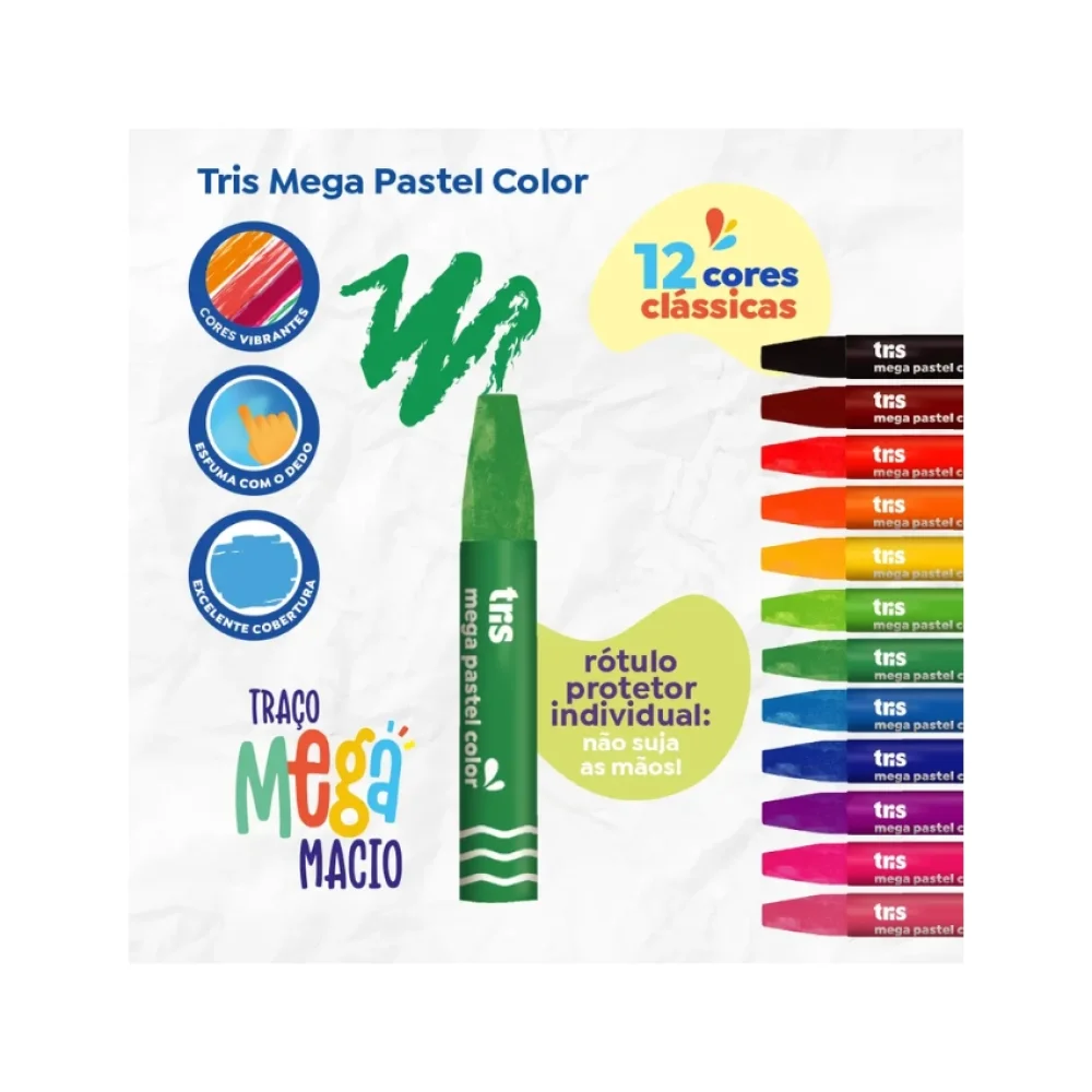 GIZ PASTEL ÓLEO C/ 12 CORES 686684 TRIS
