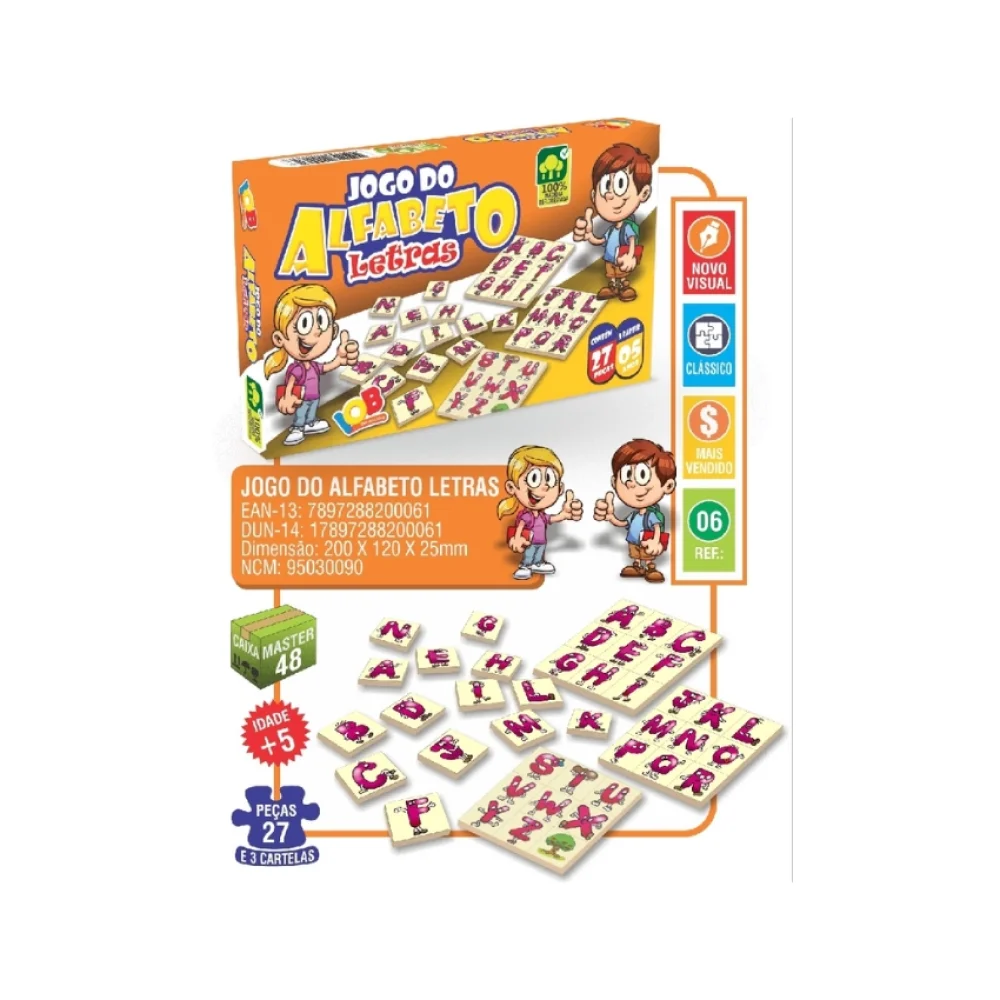JOGO PEDAGOGICO JOGO DO ALFABETO LETRAS 27 PEÇAS (5ANOS) REF 06 IOB