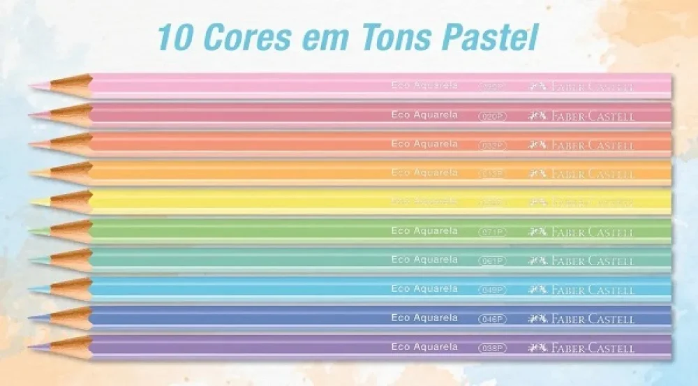 LÁPIS DE COR 10 CORES AQUARELÁVEL PASTEL 120210P FABER CASTELL