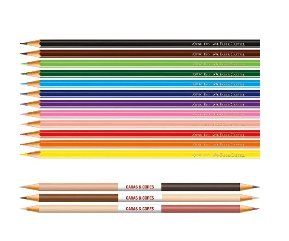 LAPIS DE COR 12 CORES  + 6 TONS DE PELE 120112CC FABER CASTELL