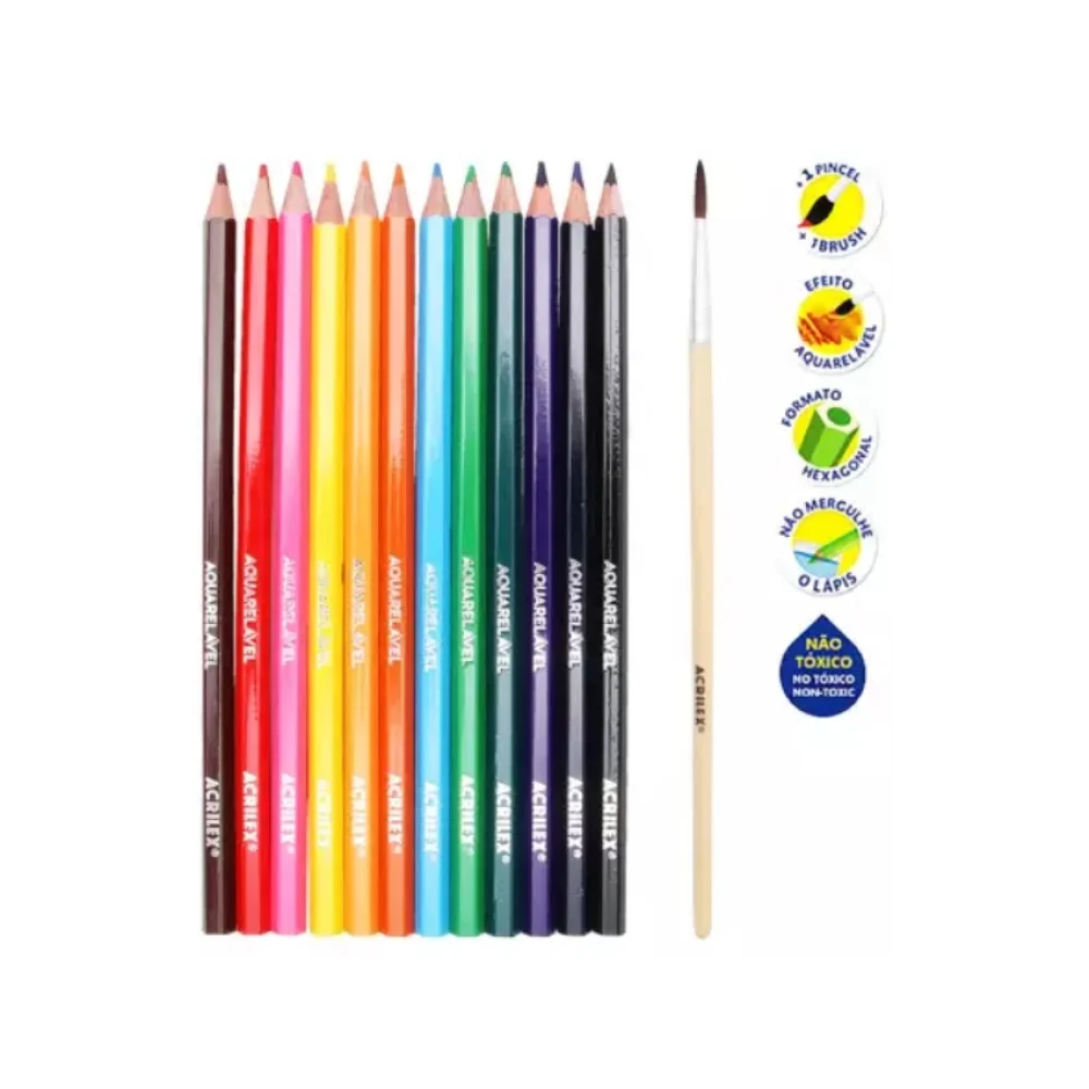 LAPIS DE COR 12 CORES AQUARELAVEL 09652 ACRILEX
