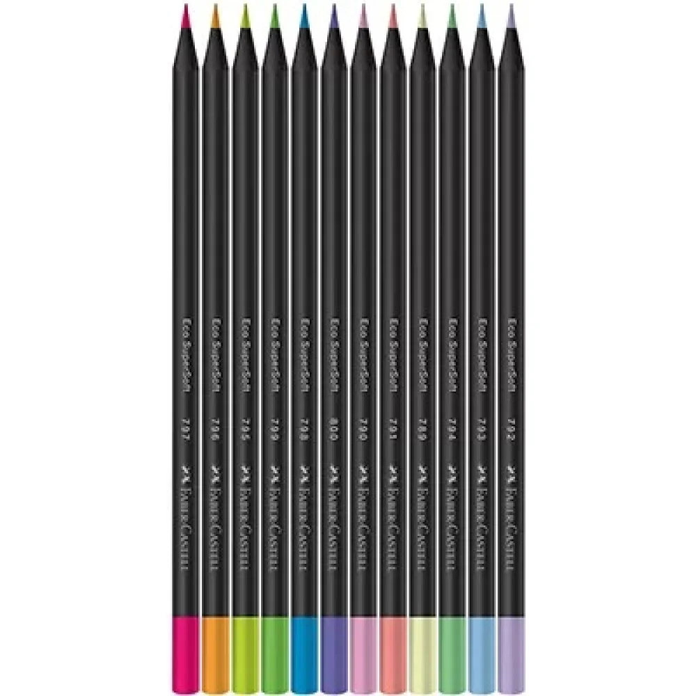 LAPIS DE COR 12 CORES SUPERSOFT NEON E PASTEL 120712 FABER CASTELL