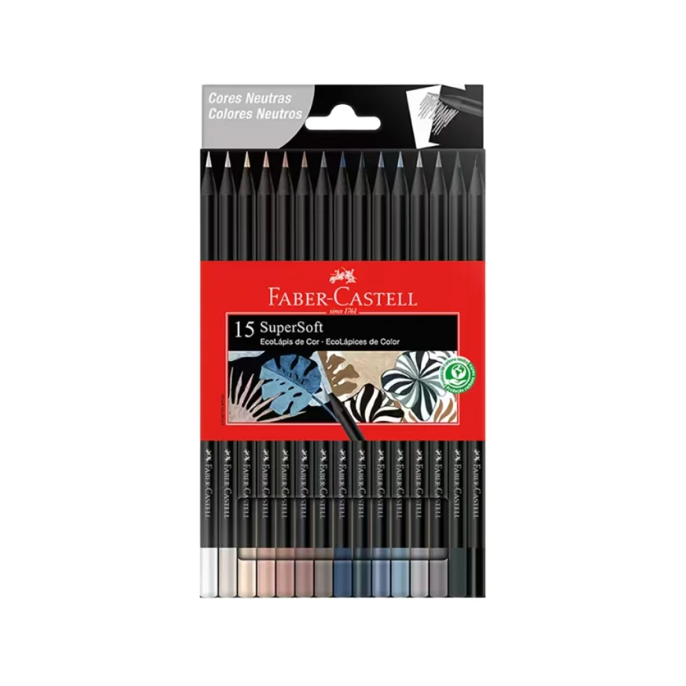 LAPIS DE COR 15 CORES SUPERSOFT CORES NEUTRAS FABER CASTELL
