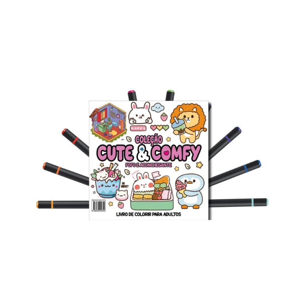 LIVRO INFANTIL PARA COLORIR CUTE E COMFY ED 4 C/ 12 CANETINHAS